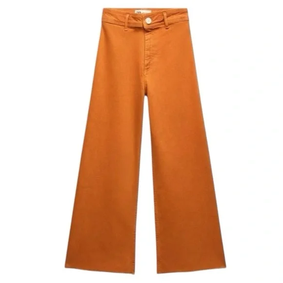 NWOT Zara The Marine Straight Jeans Orange Size 6